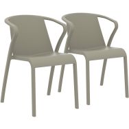Lot de 2 Fauteuil jardin empilable Fado taupe en lot