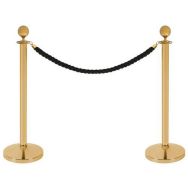 Lot de 2 Poteau à corde tête boule doré - Lot de 2