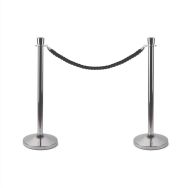 Lot de 2 Poteau à corder en acier chromé- Lot de 2