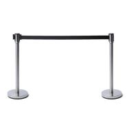 Lot de 2 Poteau acier chromé sangle 2.5 m noire