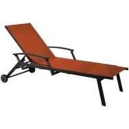 Lot de 2 bains de soleil FLORENCE TPEP/alu acc roues - sienne/graphite