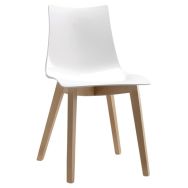 Lot de 2 chaises Zebra antichoc 4 pieds - blanc/hêtre naturel