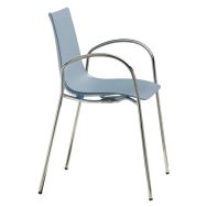 Lot de 2 fauteuils Zebra avec accoudoirs azur - chromé