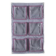 Lot de 2 rangements muraux 6 poches gris fuchsia