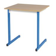 Lot de 2 tables Access 70 x 50 cm hêtre, chants ABS, pieds carrés T6 bleu