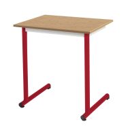 Lot de 2 tables Access 70 x 50 cm hêtre, chants plaqués, pieds ronds T4 rouge