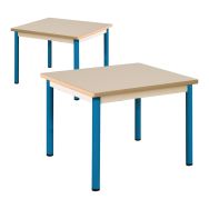 Lot de 2 tables Chloé 60 x 50 cm plateau beige Piètement bleu T2