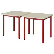 Lot de 2 tables maternelle Atlas plateau stratifié beige cht ABS 60x60 T3 rouge