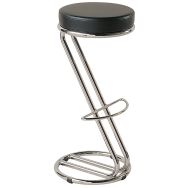 Lot de 2 tabourets sans dossier - Haut 80 cm Simili noir piet argent