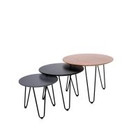 Lot de 3 Tables basses Tadeo blanc/noir/gris-Somcasa
