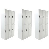 Lot de 3 Vestiaire 6 casiers gris clair, à monter Pack de 3
