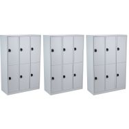 Lot de 3 Vestiaire 6 portes gris monté Pack de 3