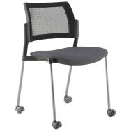 Lot 3 chaises réunion Kyos pied alu à roulettes - Sokoa