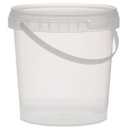 Lot de 42 Seau plastique transparent rond avec couvercle - 1L