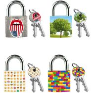 Lot de 4 Cadenas à clé en métal massif motif coloré 3430EUR