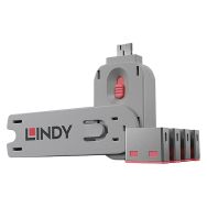 Lot 4 bloqueurs ports USB + outil mise en place - Lindy