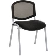 5 chaises Bliz piètement gris dossier résille noir assise tissu - GMCE