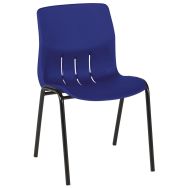 Lot de 5 chaises Rio piètement rond noir coque M2 coloris bleu