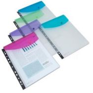 Lot de 5 pochettes pression pour classeur assorties
