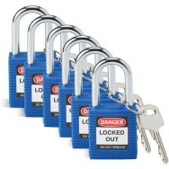 Lot de 6 Cadenas condamnation nylon bleu clé différente Brady
