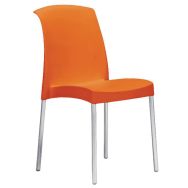 Lot de 6 chaises Jenny 4 pieds orange/alu