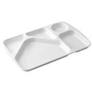 Lot de 6 plateaux à 5 compartiments mélamine - blanc