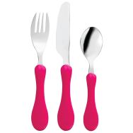 Lot de 6 sets de 3 couverts manche ergonomique - fushia