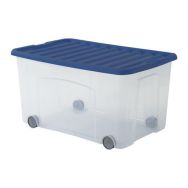 Malle de rangement avec roulettes - Ventilo - 50L - Bleu