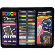 Mallette 20 marqueurs POSCA GROOVY COLOUR, couleurs festives
