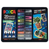 Mallette 20 marqueurs POSCA POP COLOURS, couleurs classiques