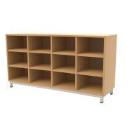 Meuble 12 cases coloris hêtre sur socle Oscar