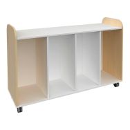 Meuble 4 cases colonnes hauteur 91 cm mélaminé bicolore blanc et hêtre