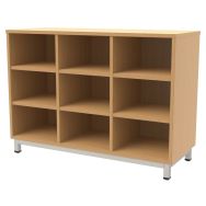 Meuble 9 cases coloris hêtre sur roulettes Oscar