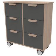 Meuble Filou  6 tiroirs sur roulettes gris onyx