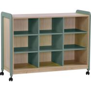 Meuble Lili 3 colonnes 9 niches avec roulettes hauteur 98 cm kaki