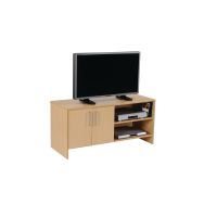 Meuble TV 2 portes battantes coloris hêtre