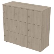 Meuble à 9 cases portes battantes 120 x 45 ht 110 cm Chêne gris