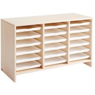 Meuble bas 18 plateaux blancs teinte bouleau