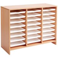 Meuble bas 24 plateaux blancs teinte hêtre