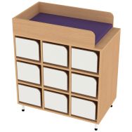 Meuble de déshabillage latéral avec 9 cases à portes blanc-Bessière