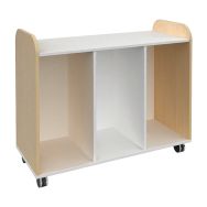 Meuble hauteur 91 cm 3 colonnes mélaminé bicolore blanc et hêtre