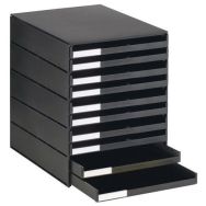 Module de classement écologique - 10 tiroirs - Ouverts - Noir