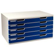 Module de classement pour format A3+ - 5 tiroirs, Tiroir coloris : Bleu
