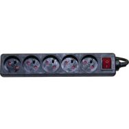 Multiprise 5 prises avec interrupteur noire - 4,0 m