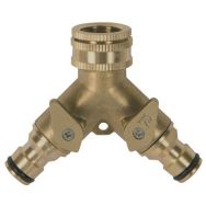 Nez de robinet laiton 2 circuits 3/4-1/2'' 2 sorties 3/4'' - Vanne d'arrêt