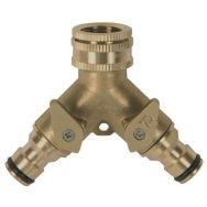 Nez de robinet laiton 2 sorties rapides - Vannes arrêt - 3/4-1/2''