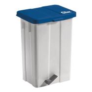 Poubelle à pédale 50L couvercle bleu