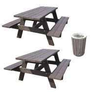 Pack 2 tables Eco 145 en kit + 1 Poubelle Escapade 90L avec élastique