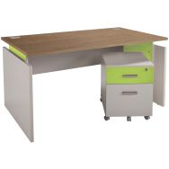 Pack Linéo bureau droit 120 x 80 cm + caisson mobile 2 tiroirs coloris Anis