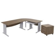 Mercure bureau droit 160cm+80cm+tablette+angle 90°+caisson - Simmob